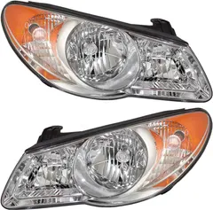 Brock Replacement Pair Combination Halogen Headlights Driver and Passenger Headlamps Set Compatible with 07-10 Elantra Sedan 92101-2H051 92102-2H050
