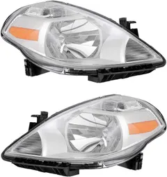 Brock Replacement Pair Set Halogen Combination Headlights Headlamps Compatible with 07-11 Versa 26060-EM30A 26010-EM30A