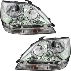 Brock Replacement Pair Set Halogen Combination Headlights Headlamps Compatible with 99-03 RX300 81150-48080 81110-48080
