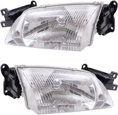 Brock Replacement Pair Set Halogen Headlights Headlamps Compatible with 00-02 626 GG2A-51-040B GG2A-51-030B
