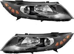 Brock Replacement Pair Set Halogen Headlights Headlamps Compatible with 2012-2013 Optima Built in USA 92101 4C000 92102 4C000