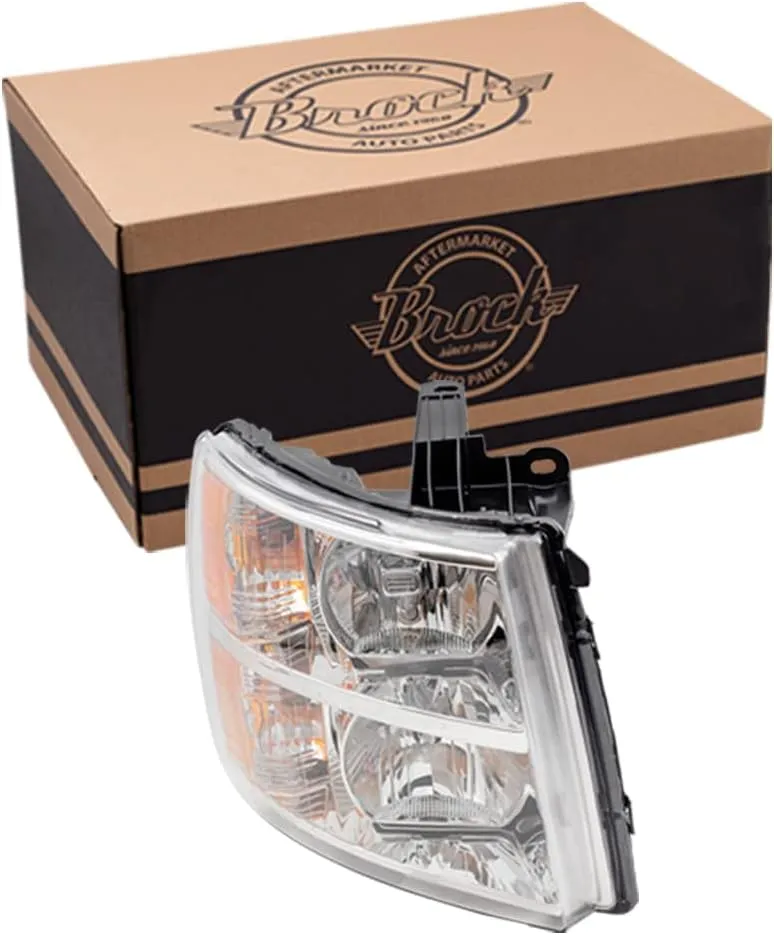 Brock Replacement Passenger Side Halogen Combination Headlight Assembly Compatible with 2007-2013 Silverado 1500/2009-20