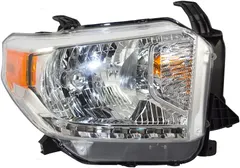 Brock Replacement Passengers Halogen Combination Headlight Headlamp w/Chrome Bezel Compatible with 14-17 Tundra w/Power Leveling 81110-0C091