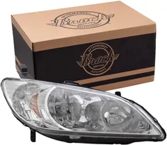 Brock Replacement Passengers Halogen Headlight Headlamp Compatible with 2004-2005 Civic 33101-S5A-A51