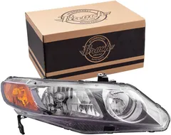 Brock Replacement Passengers Halogen Headlight Headlamp Lens Compatible with 2006-2008 Civic Sedan 33101SNAA02