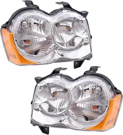 Brock Replacement Set Driver and Passenger Halogen Headlights Compatible with 2008-2010 Grand Cherokee 55157483AE 55157482AC