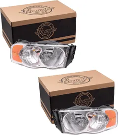 Brock Replacement Set Driver and Passenger Halogen Headlights Compatible with 2002-2005 1500 Pickup Truck