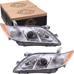 Brock Replacement Set Driver and Passenger Halogen Headlights Compatible with 2007 2008 2009 Camry Hybrid Japan 81150-06C10 81130-33662