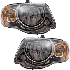 Brock Replacement Set Driver and Passenger Halogen Headlights Compatible with 2005-2007 Town & Country Van with 119" Wheelbase