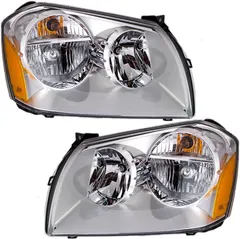 Brock Replacement Set Halogen Combination Headlights with Chrome Bezels Compatible with 2005-2007 Magnum 4806059AG 4806058AG