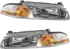Brock Replacement Set Halogen Headlights with Improved Beam Pattern Compatible with 1995-2000 Stratus Breeze Cirrus 4630873AB 4630872AB