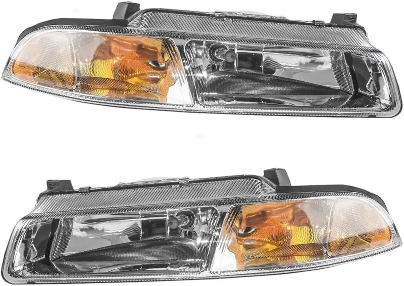 Brock Replacement Set Halogen Headlights with Improved Beam Pattern Compatible with 1995-2000 Stratus Breeze Cirrus 4630