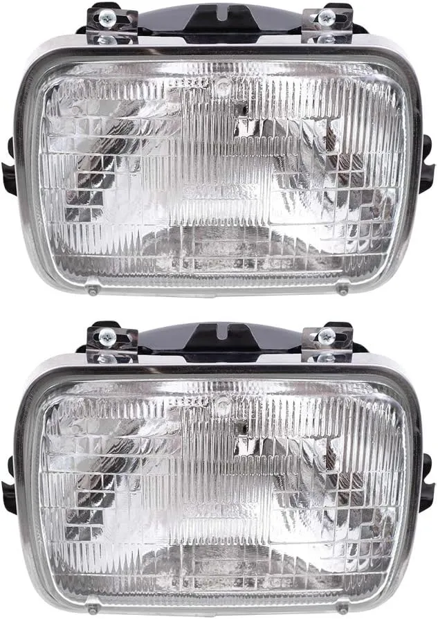 Brock Replacement Set Halogen Sealed Beam Headlights Rectangular Lens Compatible with 1979-1999 Suburban 25949657