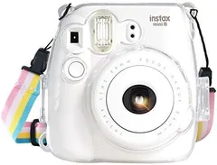 CAMSIR Crystal Camera Case With Adjustable Rainbow Shoulder Strap for Fujifilm Instax Mini 8 / 8+ / 9 Instant Camera - Transparent