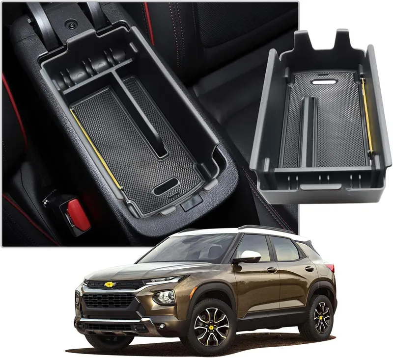 CDEFG Trailblazer Center Console Organizer: Center Console Insert ABS Black Material Armrest Organizer Tray Secondary St