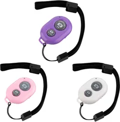 Cellphone Remote (3 Pack), Wireless Bluetooth Camera Remote Control for Phones and Tablets,Compatible with iPhone/Android,Wrist Strap Included (White Pink Purple)