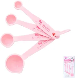 CHEFMADE Hello Kitty Measuring Spoons Set, 4Pcs Double Scale Measuring Cups Measuring Spoons Stackable for Measuring Dry and Liquid Ingredients for Baking and Cooking (Pink)