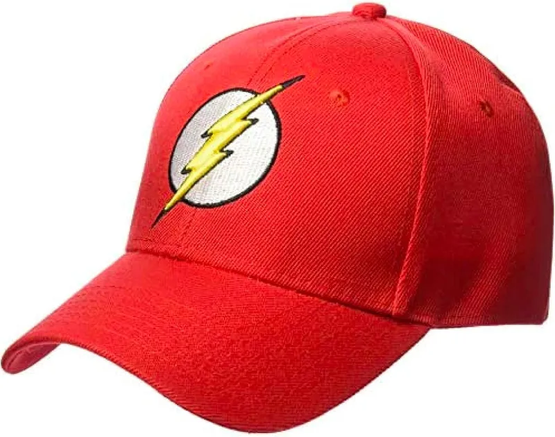 Concept One DC Comics The Flash Embroidered Logo Polyester Adjustable Baseball Cap with Curved Brim, Red, One Size