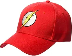 Concept One DC Comics The Flash Embroidered Logo Polyester Adjustable Baseball Cap with Curved Brim, Red, One Size