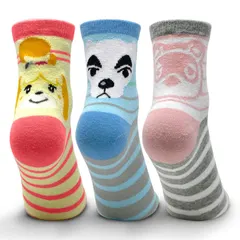 Controller Gear Animal Crossing: New Horizons Stripes Crew Socks - 3 Pack - Authentic & Official Nintendo Animal Crossing Merchandise Crew Socks - Not Machine Specific