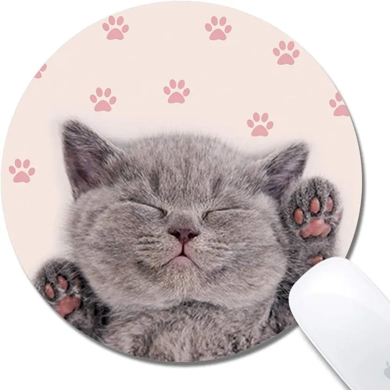 Customized Printed Sleeping Cat Mouse Pad Ergonomic Computer Mouse Pad (7.9x7.9x0.1inch) Extended Gaming Mouse Mat with