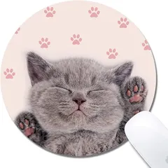 Customized Printed Sleeping Cat Mouse Pad Ergonomic Computer Mouse Pad (7.9x7.9x0.1inch) Extended Gaming Mouse Mat with Non-Slip Rubber Base for Desktops Laptop Computer & PC, Home & Office