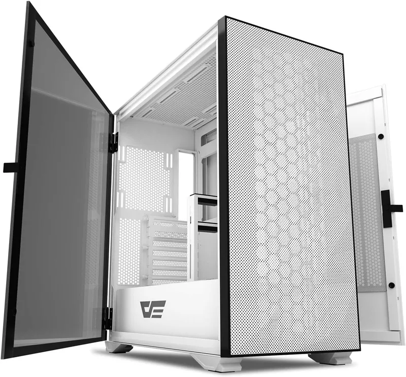 darkFlash DLX Mesh E-ATX/ATX/Micro ATX/Mini ITX Tower Computer Case, Dual Open PC Gaming Case, Tempered Glass Side Panel