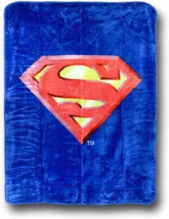 DC Comics Superman Shield Twin 60'' x 80'' Blanket - Superman Logo - Red and Blue - Officially Licensed by Warner Bros - Super Soft & Thick - 100% Polyester