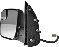Driver Side Textured Side View Mirror for 2010-2014 Ford Van E-150 E-250 E-350 E-450 Super Duty - Power Operated, Manual Folding - Parts Link #: FO1320396