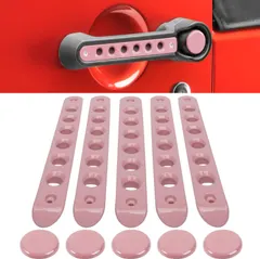 E-cowlboy Grab Handle Inserts Cover+Push Button Knobs Cover Trim for Jeep Wrangler JK JKU Sahara Rubicon Unlimited 2007-2018 Exterior Door Handle Decoration Accessories Aluminum (Pink)