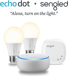 Echo Dot (3rd Generation) - Sandstone with 2 Smart Bulb Kit by Sengled
