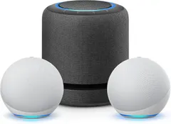 Echo Home Entertainment Bundle | Echo Studio + 2 Echo (4th Gen), Glacier White