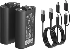ElecGear Lithium ion Battery Pack for Xbox Wireless Controller, 2X 1200mAh Li-ion Rechargeable Battery for Xbox Series X/S, Xbox One Video Game Controller with 2X Play and Charge USB Cable