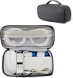 Electronics Travel Organizer Case Bag, Large Storage Carrying Pouch for Laptop Tech Accessories, Cable, Cords & Charger, Magic Mouse, Hard Drive (Black)