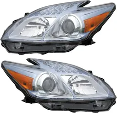 EPIC LIGHTING OE Style Replacement Halogen Headlights Assembly Compatible with Toyota 2010-2011 Prius (Non-HID Type Models) [ TO2518122 TO2519122 8117047211 8113047211 ] Pair