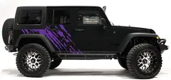 Factory Crafts Splash Side Graphics Kit 3M Vinyl Decal Wrap Compatible with Jeep Wrangler 4 Door 2007-2016 - Purple