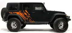Factory Crafts Splash Side Graphics Kit 3M Vinyl Decal Wrap Compatible with Jeep Wrangler 4 Door 2007-2016 - Bright Orange
