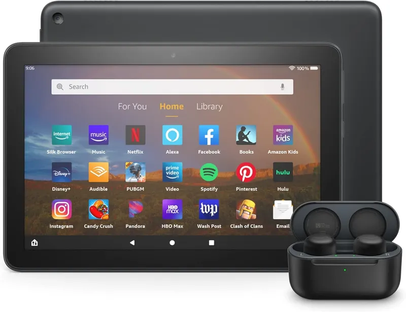 Fire HD 8 Plus tablet Echo Buds bundle including Fire HD 8 tablet (Black, 64 GB), without Lockscreen Ads, 8" HD display,
