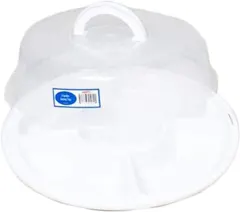 Five Section Serving Tray w/Locking Lid & Handle Section Serving Tray, White/Clear