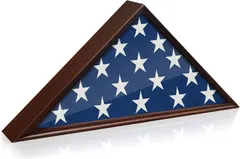 Flag Case in Woody Finish | Military Flag Display Case for 9.5 x 5 American Veteran Burial Flag, Wall Mounted Burial Flag Frame - Flag Shadow Box to Display Folded Flag (Mahagony)