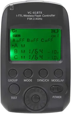Flash Trigger, Akozon VC-818TX I-TTL High Speed Sync Flash Trigger Support 2.4G Wireless Transmitter 8 Channels 30 ID for Camera