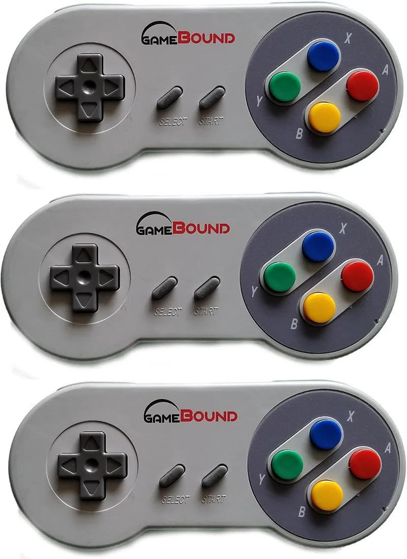Gamebound SNES Super Nintendo Controller, Retro USB Controller for PC/Mac/Retro Pi (3X Color)