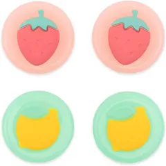 GeekShare Fruit Theme Thumb Grip Caps,Compatible with Nintendo Switch & Switch Lite Only,Soft Silicone Joystick Cover,4PICS -- Lemon and Strawberry