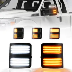 Gempro Sequential LED Side Mirror Marker Switchback Turn Signal Lights Replacement for 2008-2016 Ford F250 F350 F450 F550 Super Duty Mirror Marker Lamps, 2 Packs