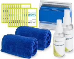 GreatShield Screen Cleaning Kit with 2 Bottle Solution (60ml and 120ml), 2 Microfiber Cloths, 20 Non-Alcohol Screen Cleaning Wipes, and Brush for Laptops, PC monitors, Smartphones, Tablets, TVs