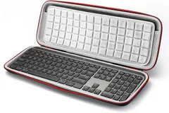Hard Case for Logitech MX Keys Advanced Wireless Illuminated Keyboard, Carrying Storage Bag - Black (Grey Lining)