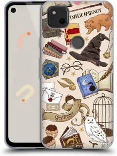 Head Case Designs Officially Licensed Harry Potter Hogwarts Pattern Deathly Hallows XXXVII Soft Gel Case Compatible with Google Pixel 4a