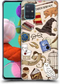 Head Case Designs Officially Licensed Harry Potter Hogwarts Pattern Deathly Hallows XXXVII Soft Gel Case Compatible with Samsung Galaxy A51 (2019)