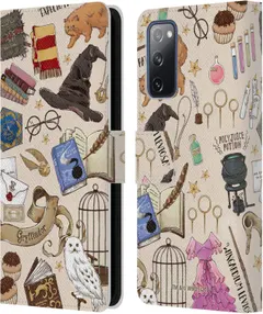Head Case Designs Officially Licensed Harry Potter Hogwarts Pattern Deathly Hallows XXXVII Leather Book Wallet Case Cover Compatible with Samsung Galaxy S20 FE / 5G