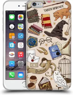 Head Case Designs Officially Licensed Harry Potter Hogwarts Pattern Deathly Hallows XXXVII Soft Gel Case Compatible with Apple iPhone 6 Plus/iPhone 6s Plus